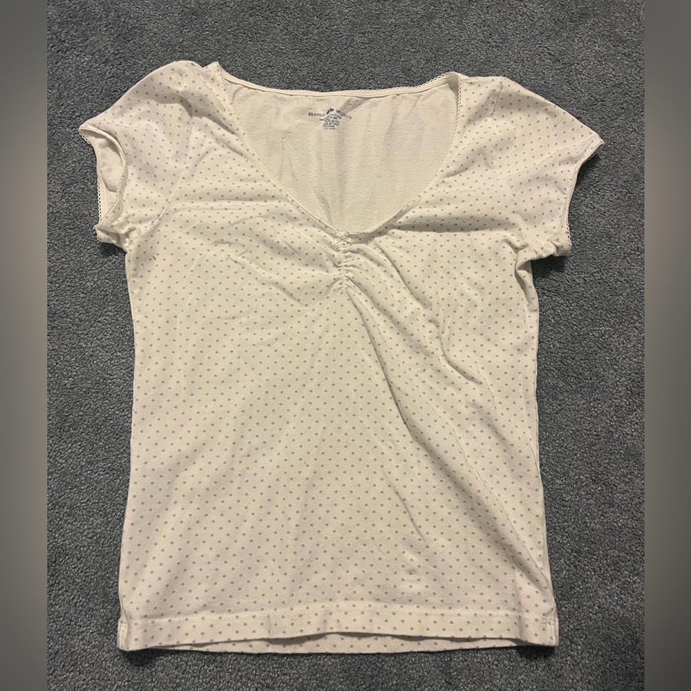 Brandy Melville Cream Polka Dot Top